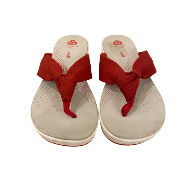 Clarks Cloudsteppers Sandals Arla Gilson Sandals Size 10 Red Flip Flops Comfort - Picture 2 of 8